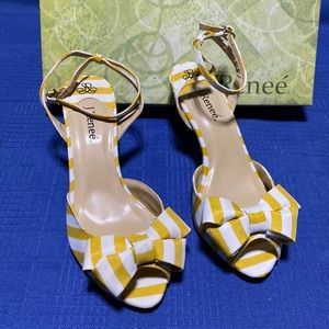 J.Renee Yellow and White Striped Heels